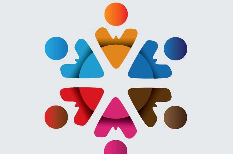 illustration med mange tegnede mennesker